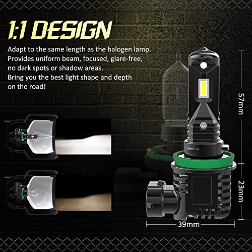 Car Rover H11 Led Headlight Bulb Wireless, 12000Lumens 6000K Cold White Conversion Kit, Replacement H9 High Beam/H11 Low Beam/H8 H11 H16 Fog Light, Pack Of 2 #TOP3