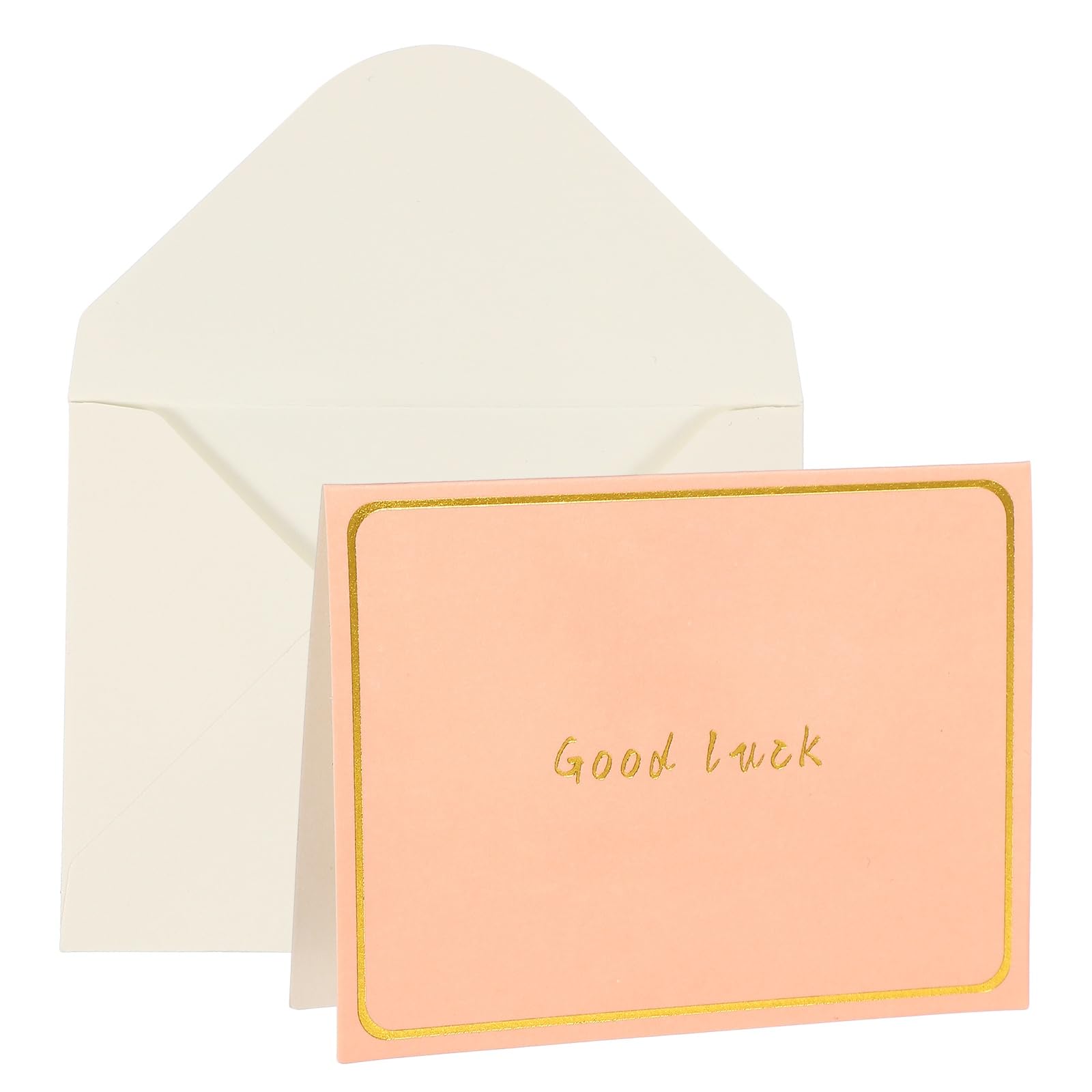 YOKIVE 3x4 Good luck Cards, 20 Pcs, Pink, Small Greeting Card Blank Cards and Envelopes Minimalist Gold Border for Friends Business Adult Men Woman Gift Party Wedding