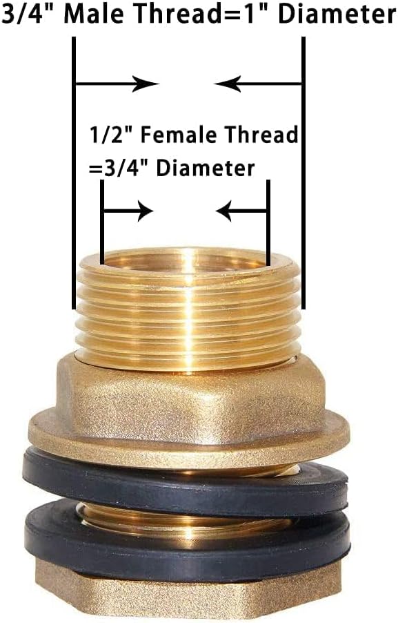 Joywayus 10PCS 1/2 Stainless Steel Automatic Pig Nipple Water Drinker Feeder Waterer + 10PCS 1/2 Female to 3/4 Male Brass Water Tank Connector Bulkhead Fitting Kit for Sows Piglets Drinking