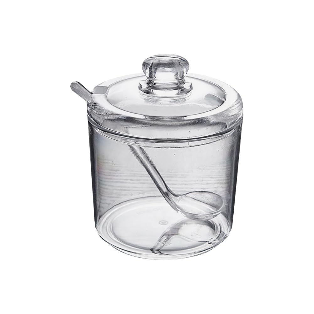 FSSTUD 320 ml Clear Sugar Bowl with Lid and Spoon Acrylic Salt Container Seasoning Spice Storage Jars Kitchen Counter Dry Ingredient Canisters Coffee Bar Accessories Canisters