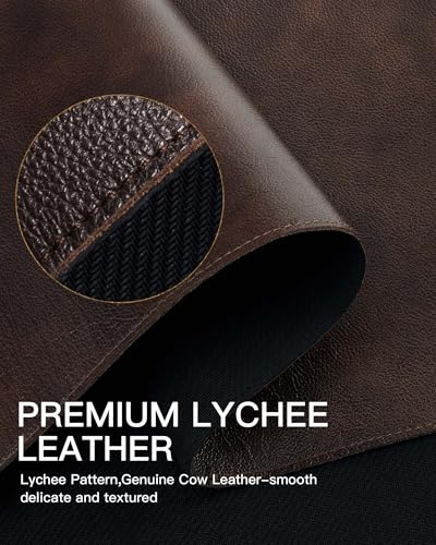 YSAGi Genuine Leather Desk Mat, 31.5"x15.8" Office Desk Pad, Thick Premium Table Pad with Stitched Line, Non-Slip Laptop Writing Pad with Rubber Base (Dark Brown, 31.5"x15.8") - Image 4