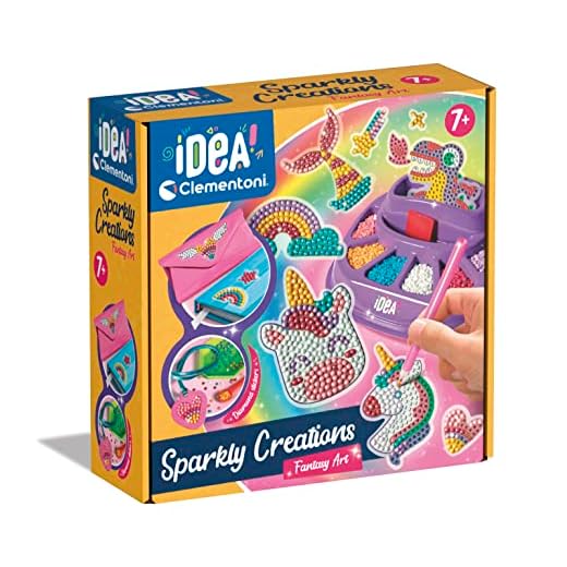 Clementoni Idea - Sparkly Creations Game Icons, Diamond Art, Gioco Creativo per Bambini 7+ Anni, Kit Arte e Laboratorio Gemme, Stickers a Tema Gaming, 18746