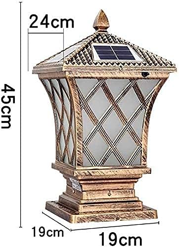ZGJYSP Solar LED Post Lantaarn Outdoor Gazon Lamp LED Tuin Landschap Vloerlamp Eenvoudige Moderne Post Cap Light Waterdicht IP65 LED Column Pillar Lamp (Kleur:Brons-bh:37cm) photo 3