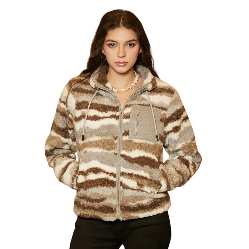 Image of PINACOLADA Women's Fleece-Lined Biker Jacket for Casual Wear | Spread Collar | Long Sleeve | Zipper Closure | Jacket Crafted with Comfort Fit for Everyday Wear