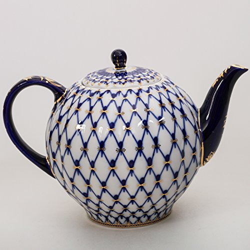 Imperial / Lomonosov Porcelain Teapot 'Cobalt Net' 2 Liters #TOP2