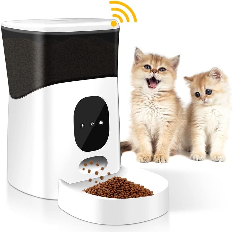 TNELTUEB Automatic Cat Feeder,APP Control 2.4G WiFi Smart Pet Dry Food Dispenser,up to 10 Meals per Day 10S Voice Recorder for Cats Dogs…