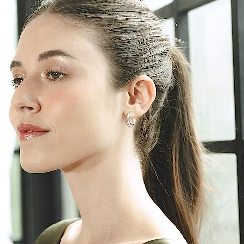 Sterling Silver Polished Finish Round-Tube Hoop Earrings 4mm Wide 15mm-30mm Diameter3