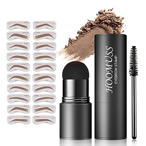 Eyebrow Stamp Stencil Kit - Brow Stamping Kit with 20 Eye Brow Stencils, Brows Stamp Eyebrow Stencils, Waterproof &Long Lasting (Brown)