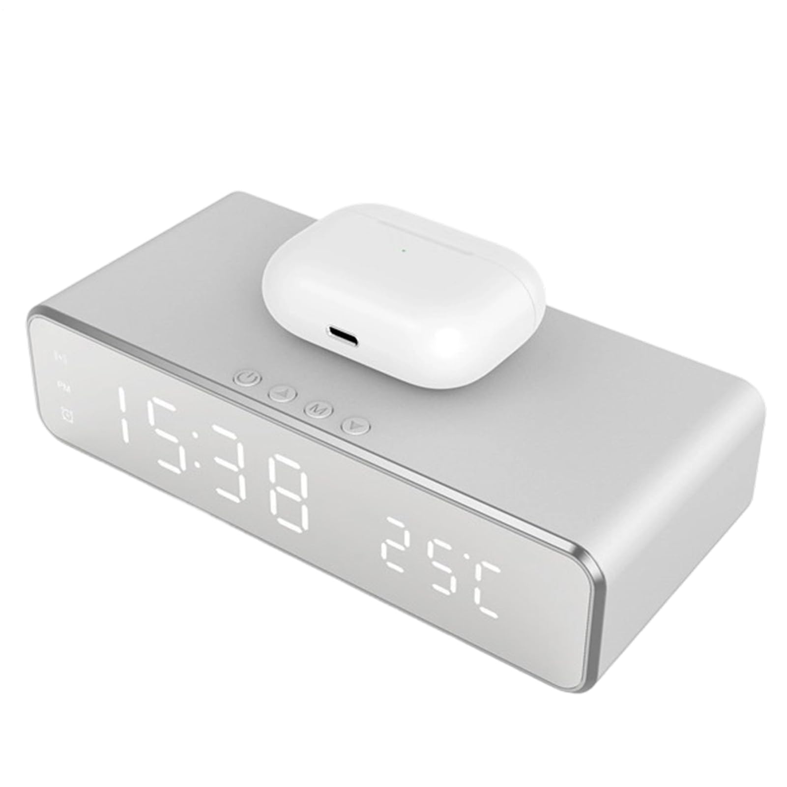 Station de Réveil avec Chargeur sans Fil - Support de Téléphone avec Affichage de la Température,Réveil numérique avec Charge sans Fil,pour Table de Chevet et Bureau à Domicile