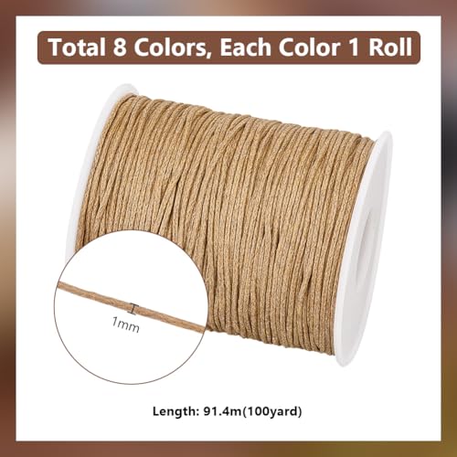 Cordón de algodón encerado de 1 mm impermeable y resistente para pulseras macramé 3