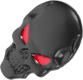 PSL 3D Metal Skull Car & Motorbike Stickers - Black Metal Skull Decals