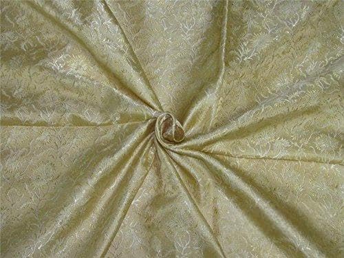 Tissu brocart de soie beurre doré ivoire largeur 111,8 cm Bro568