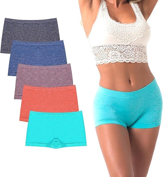 Womens Boxer Shorts Cotton Boyshort Panties for Under Dresses Ladies Underwear Shorts 5 Pack-image-6