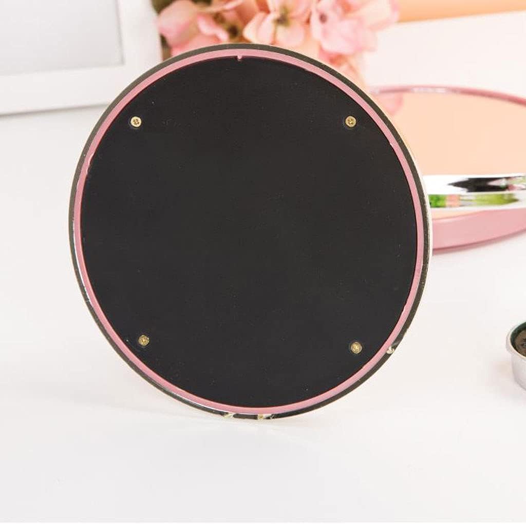 Makeup Mirror European Desktop Desktop Girl Beauty Makeup Mirror Portable Folding Double-Sided Mirror(Size:Small Color:Wine red) image 4