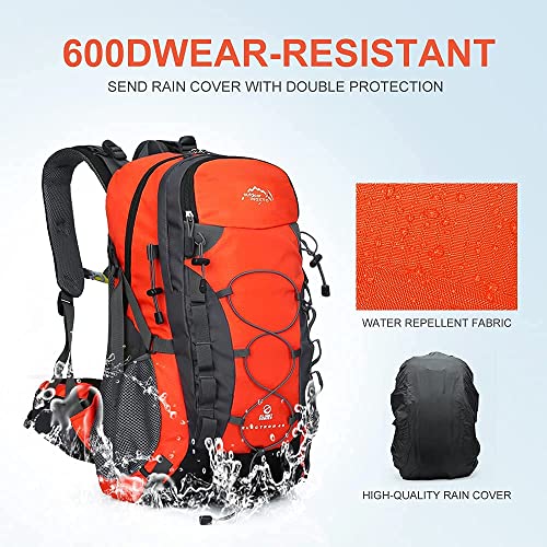 Inoxto Lightweight Hiking Backpack 35L/40L Hiking Daypack With Waterproof Rain Cover Camping Backpack For Travel Camping Outdoor For Men And Women (35L Orange) #TOP6