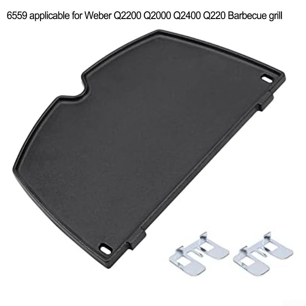 Żeliwna płyta grillowa do serii Q2200 Q2000 Q2400 – 27,4 cm x 38,9 cm równomierne ogrzewanie akcesoria do grilla z podwyższoną wargą do idealnego grillowania i gotowania