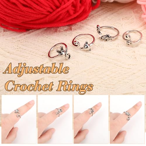 Image of Namifin Crochet Ring for Fingure Adjustable Crochet Tension Ring Yarn Tension Rings Easy Crocheting Crochet Accessories Mother Grandma Thanksgiving Presents