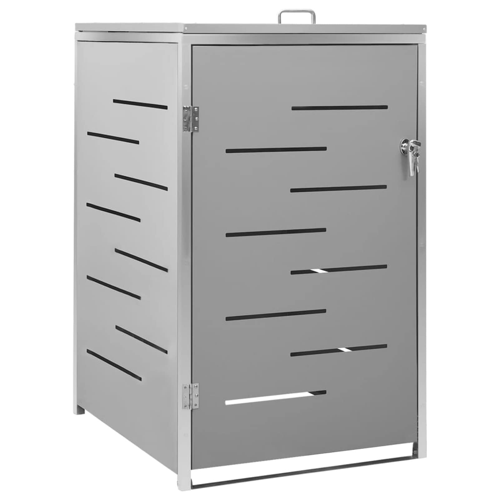 SECOLI mülltonnenbox 1 tonnen 1er mülltonnenbox mülltonnenbox 1er 242l mülltonnenbox Metall Abschließbar Edelstahl-Grau-1 Tonne-69x77,5x115 cm