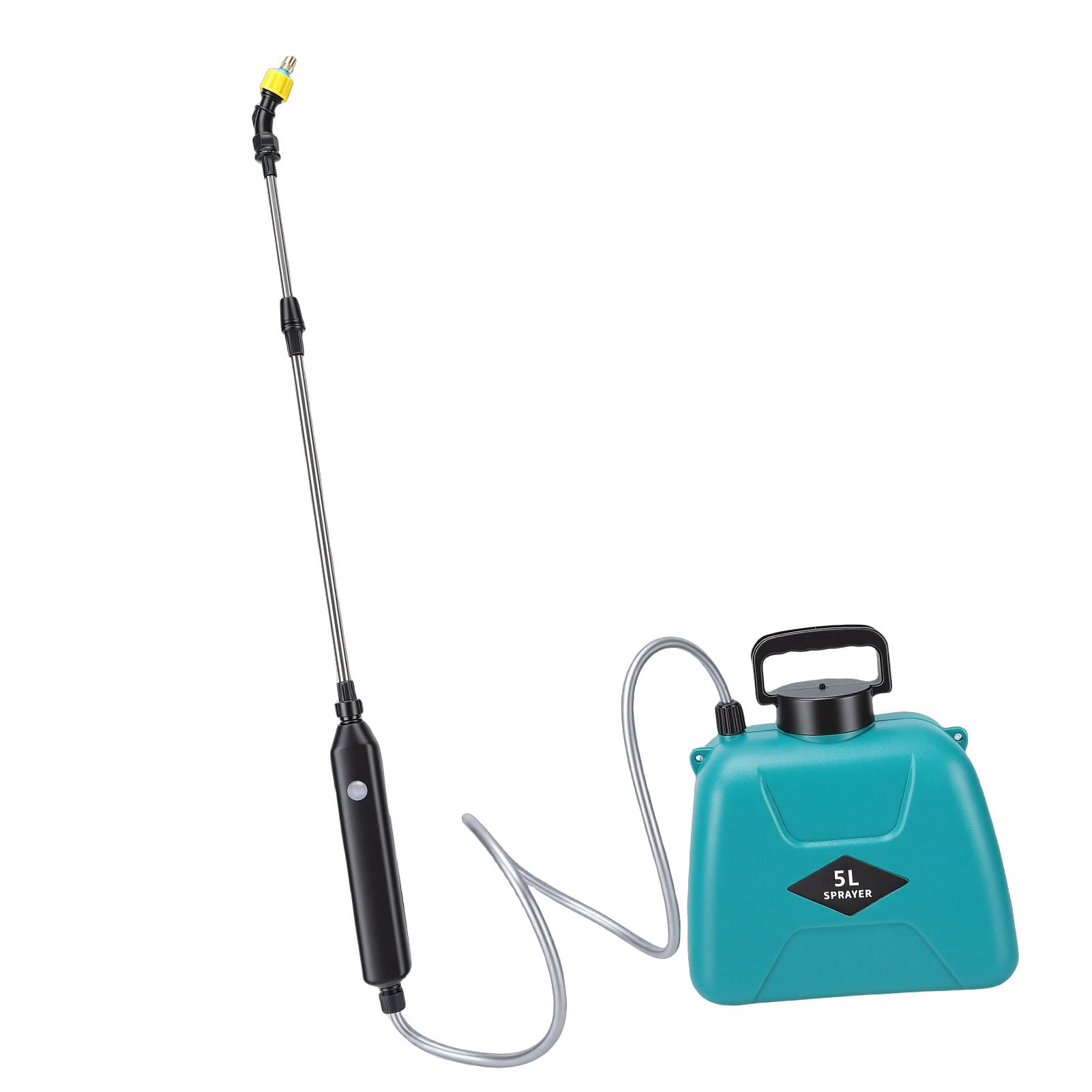 Spruzzatore Elettrico da Giardino da 5 Litri, Interruttore Senza Sforzo, 3 Ugelli Nebulizzatori, Bacchetta Retrattile, Indicatore Digitale, per Irrigazione, Fertilizzazion