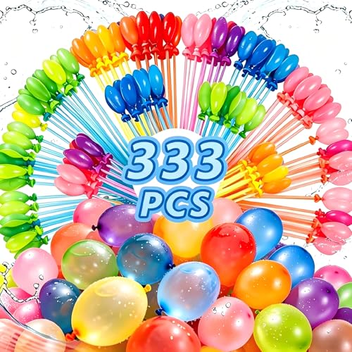 Eclare 333 Stück Wasserbomben Selbstschließend Bunt Gemischt 60 Sekunden Schnellfüller Wasserballons Set Wiederverwendbar Wasserspielzeug für Kinder und Erwachsene Outdoor Sommer Poolparty
