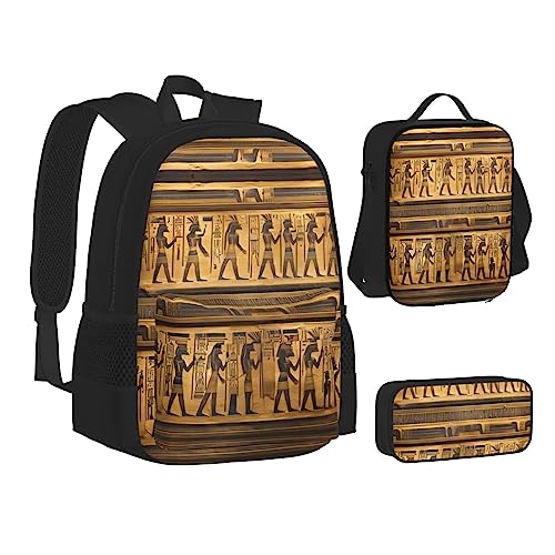 Sac à dos d'école léger OdDdot anti mal de dos avec kit repas et trousse Egypte