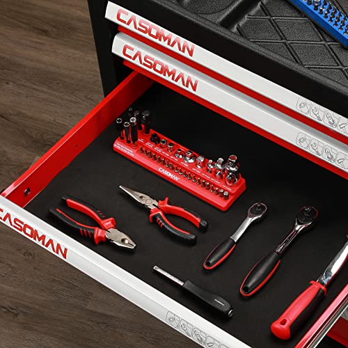 CASOMAN 35-Piece Magnetic Socket Accessory Holder, Magnetic Tool Organizer Tray, Holds Bits, Adapters, Universal Joints,Bit Holders, and Bits