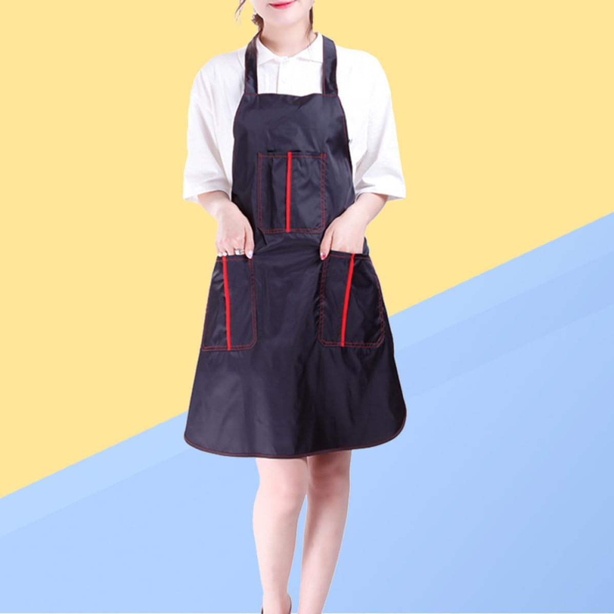 FUOYLOO Professional Hairdressing Apron Adjustable Fit with Large Pockets, Breathable Cellosilk Material, Machine Washable for Hairdressers and Barbers for Home and Salon Use