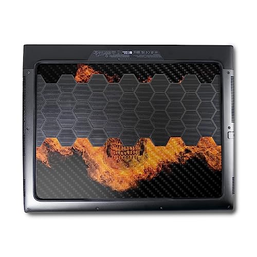 Image of MightySkins Carbon Fiber Skin Compatible with Alienware M18 R1 (2023) Full Wrap Kit - Fire Skull | Protective, Durable Textured Carbon Fiber Finish | Easy to Apply & Change Styles | Made in The USA