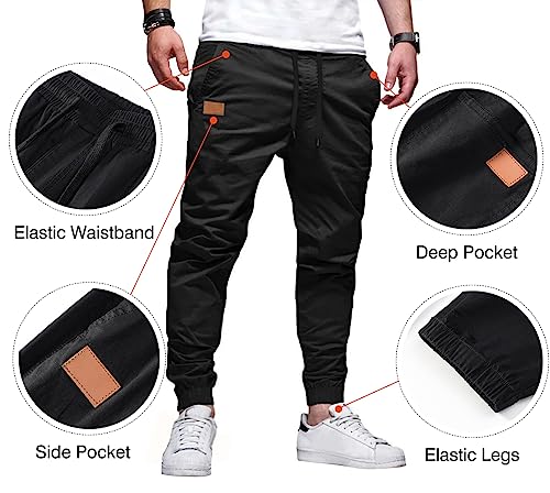 Jmierr JM5M771124-2-L Mens Cotton Drawstring Cargo Pants - Outdoor Hiking Gym Twill Joggers thumb #1