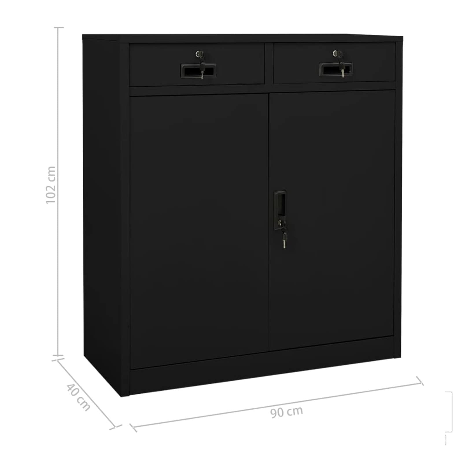 Festnight Armadio Ufficio, Armadio in Metallo, Armadio 2 Ante, Mobili Ufficio Moderni, in Acciaio Nero 90x40x102 cm