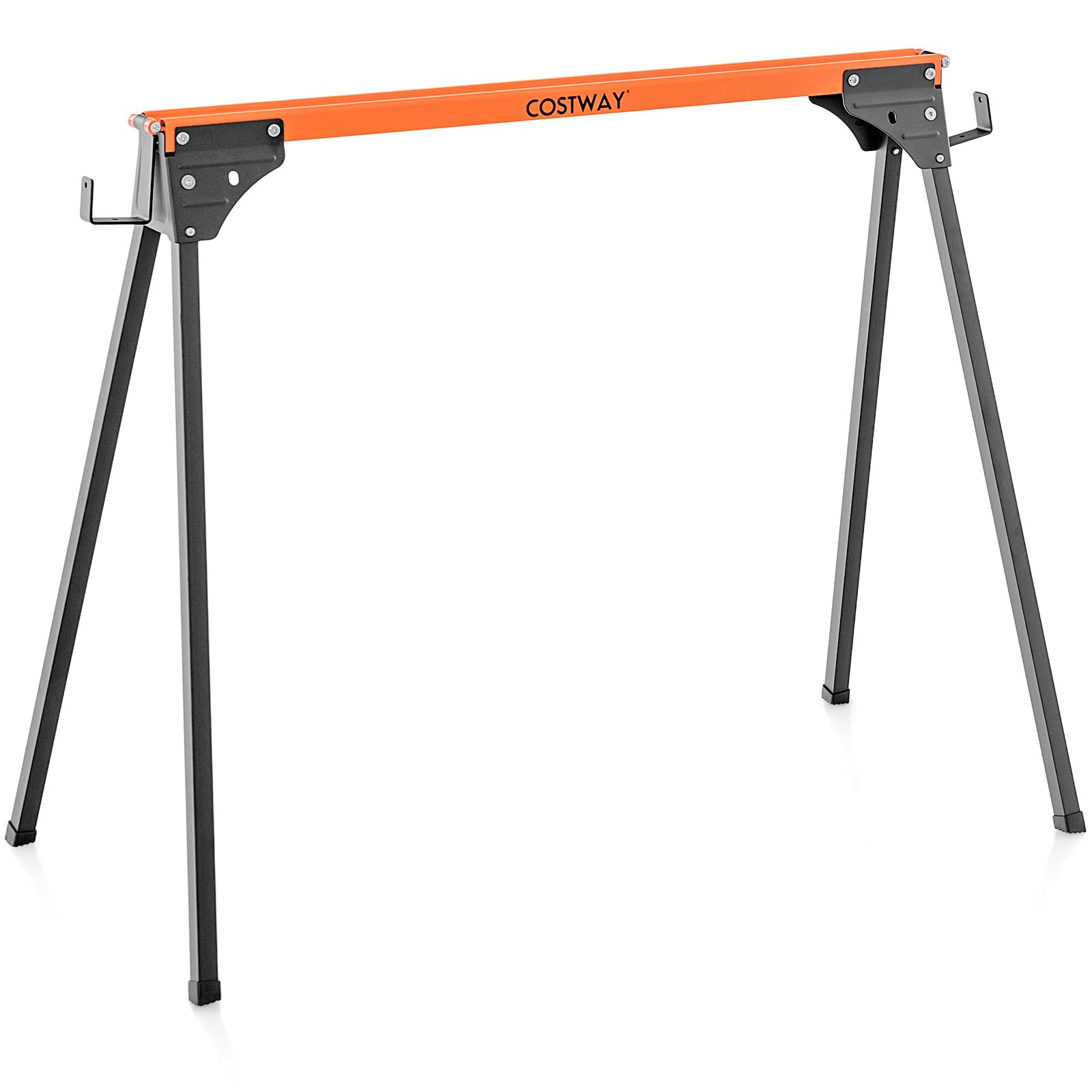 COSTWAY 2 Caballetes de Sierra de Metal, Carga Máxima de 500 Kg, Patas de Apertura Rápida y 2 x 4 Brazos de Soporte, Paquete Doble de Caballete Portátil para Carpintería (96,5 x 47 x 76 cm)