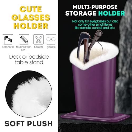 Image of Pack of 2 Plush Lined Eyeglasses Holder Stand Protective Glasses Case For Desks Or Nightstands