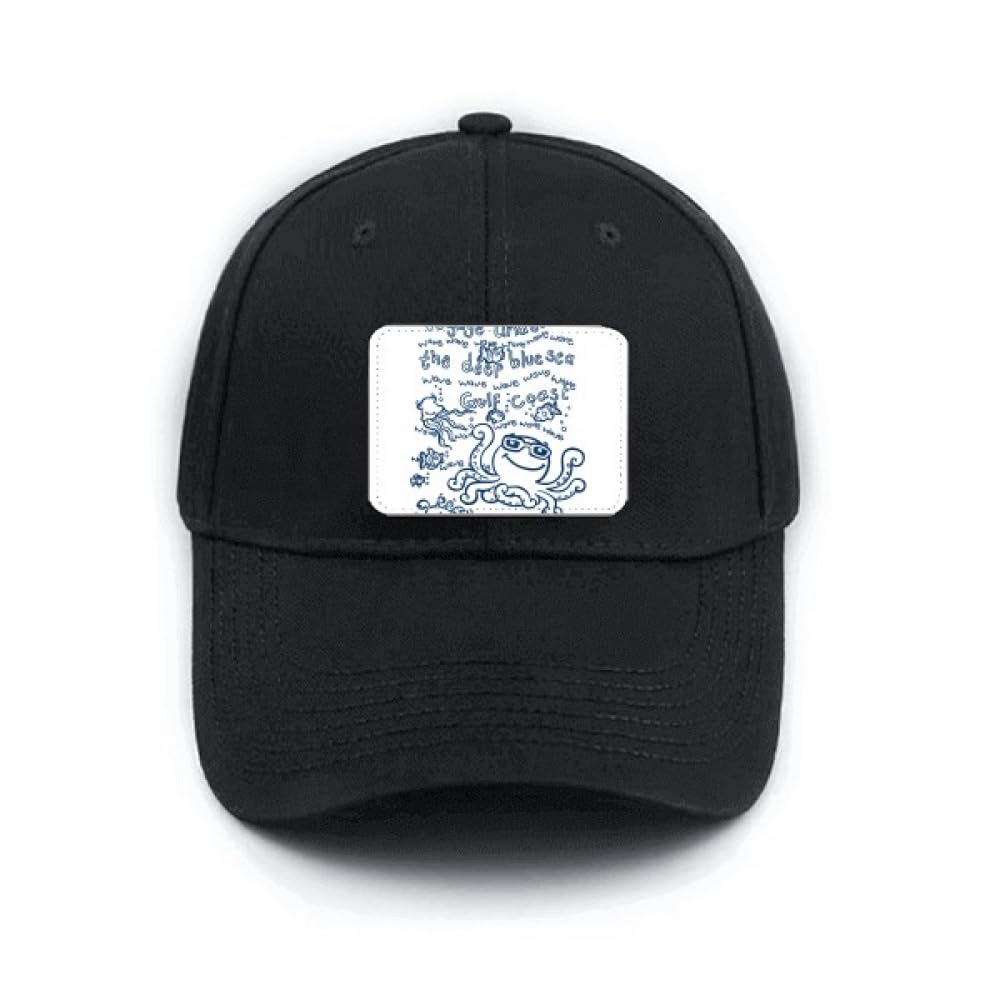 Casquette de baseball noire pieuvre marine ajustable brodée style classique