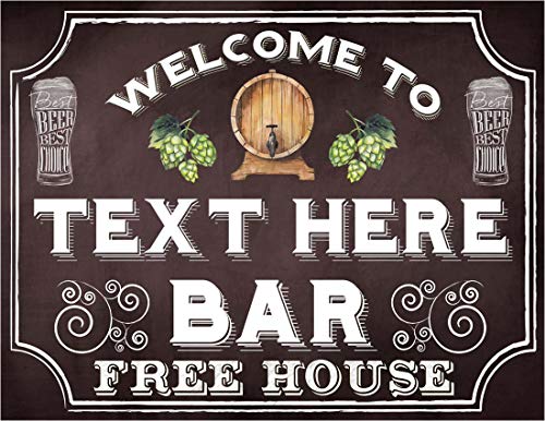 SHAWPRINT PERSONALISED WELCOME TO BAR PUB METAL TIN WALL SIGN GIFT WALL KITCHEN HOME BAR MAN CAVE GIFT (5PER)