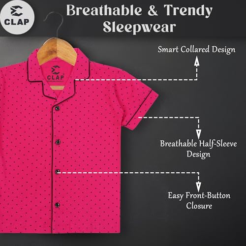 Image of CLAP Kids Cotton Printed Half Sleeves Night Suit