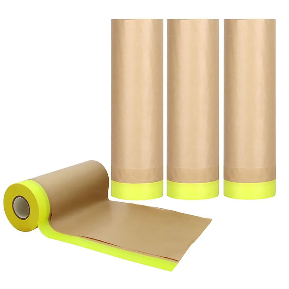 Rxinlucky 4 Rolls 55CM 15M Masking Paper for Spraying,Car Masking Paper for Spraying,Brown Paper Tape,Carpet Protection Film,Masking Film for Furniture Carpet Protection Film 21.65" x 49ft — image 1