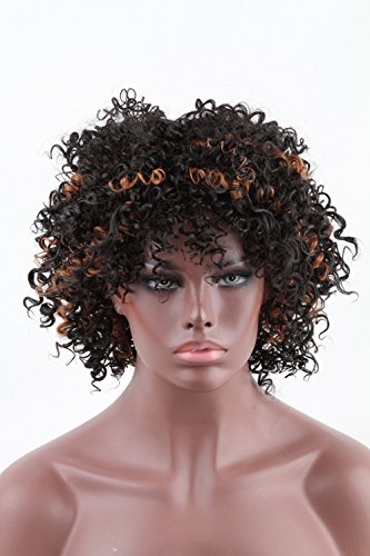 ATOZWIG Short Brown Ombre Wig Short Wigs For Black Women Kinky Curly Afro Wig Synthetic Hair Wigs For Women Perruque Plucas