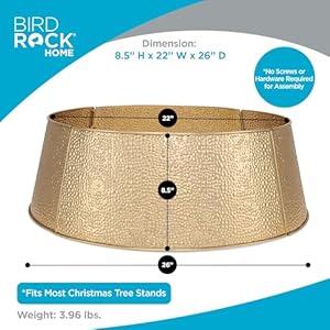 BIRDROCK HOME 4 Panel Christmas Tree Collar Gold Bubble Tree Skirt Small 26 Base Easy to Assemble Xmas Tree Base Cover Metal Holiday Decoration Water Base Protection from Pets Skirt Decor