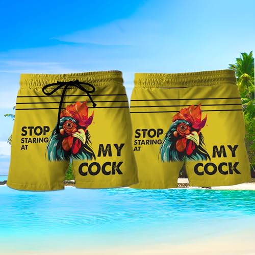 Funny Mens Swim Trunks - Funny Aloha Swimming Trunk for Men - Drawstring Beach Shorts, Mens Swim Shorts Set 282