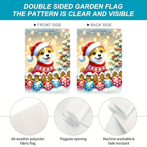 Image of BlissYard Christmas Garden Flag 12x18 Inch Corgi Santa Hat Yard Decor