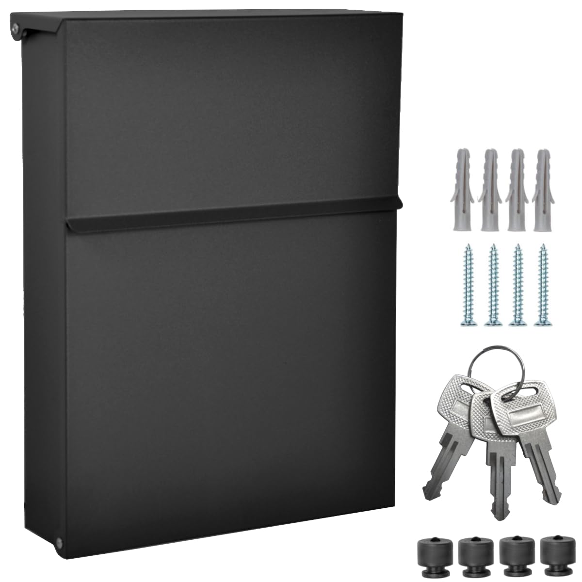 Buzón de pared sin compartimento para periódicos, color negro mate RAL 9017 Mini 30 x 23 cm