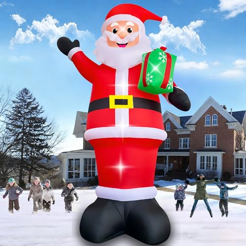 Image of SEASONBLOW 20.6 FT Giant Christmas Inflatables Santa Claus Outdoor Decorations, Huge Christmas Santa Claus with Gift Boxes LED Light Blow Up for Extra Large Xmas Yard Decorations Outdoor Lawn Party