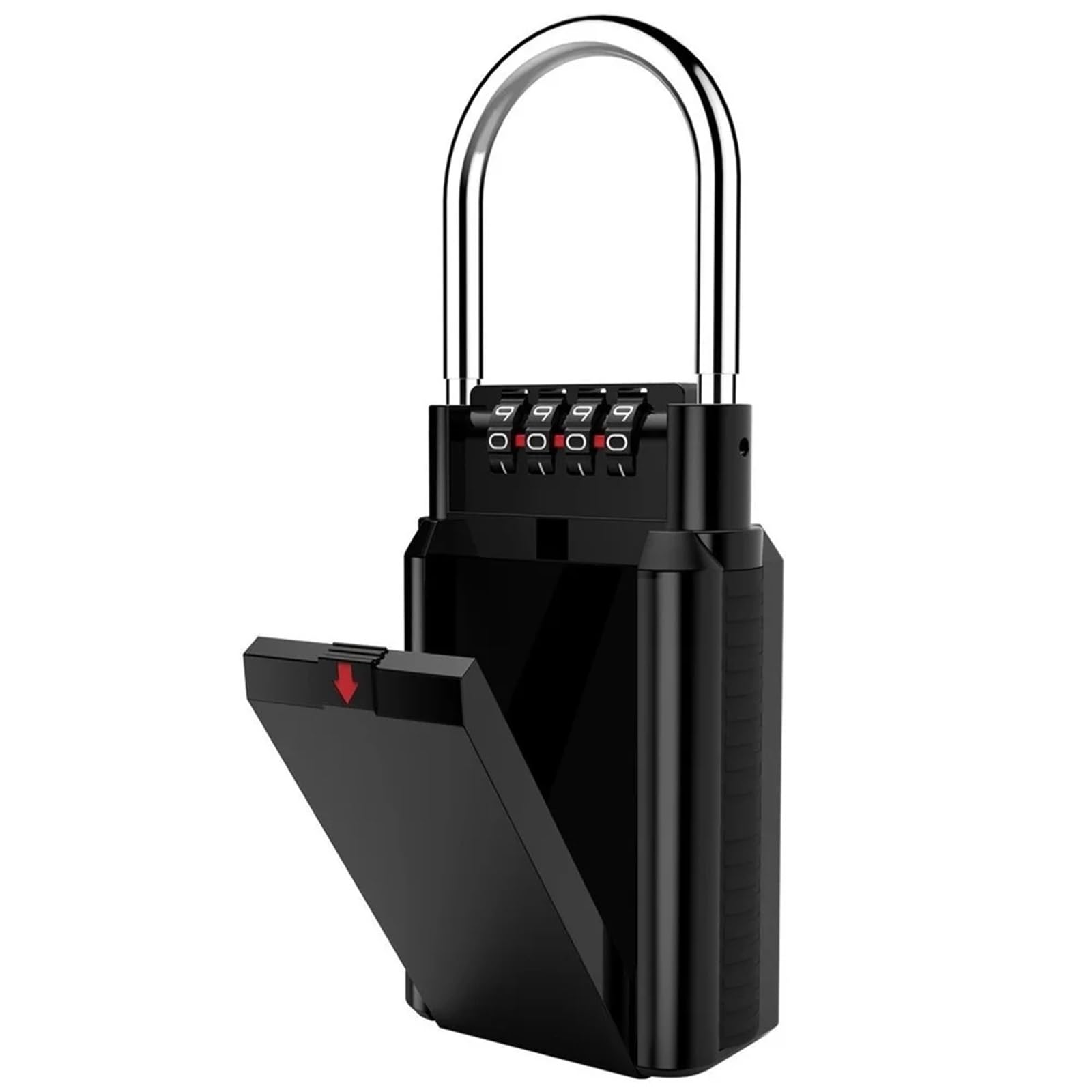 Boîte à clés à combinaison à 4 chiffres – Rangement étanche intérieur/extérieur sécurisé pour la maison et le travail – Coffre-fort à clés noir pour un accès et une protection faciles