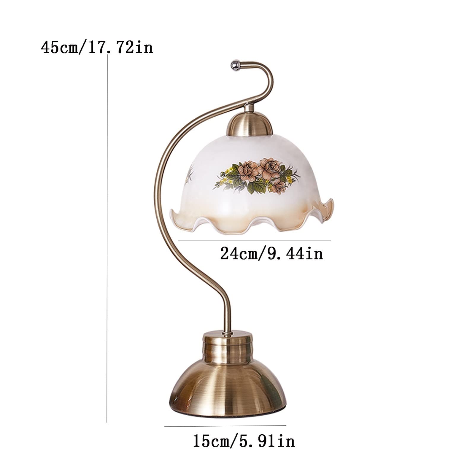 Lampy stołowe/Lampy biurkowe do domowego biura Retro lampa biurkowa lampka nocna z kwiatkiem szklanym kloszem ściemniana lampka nocna ze sterowaniem dotykowym z metalowym stojakiem do biura Biurkowe/k