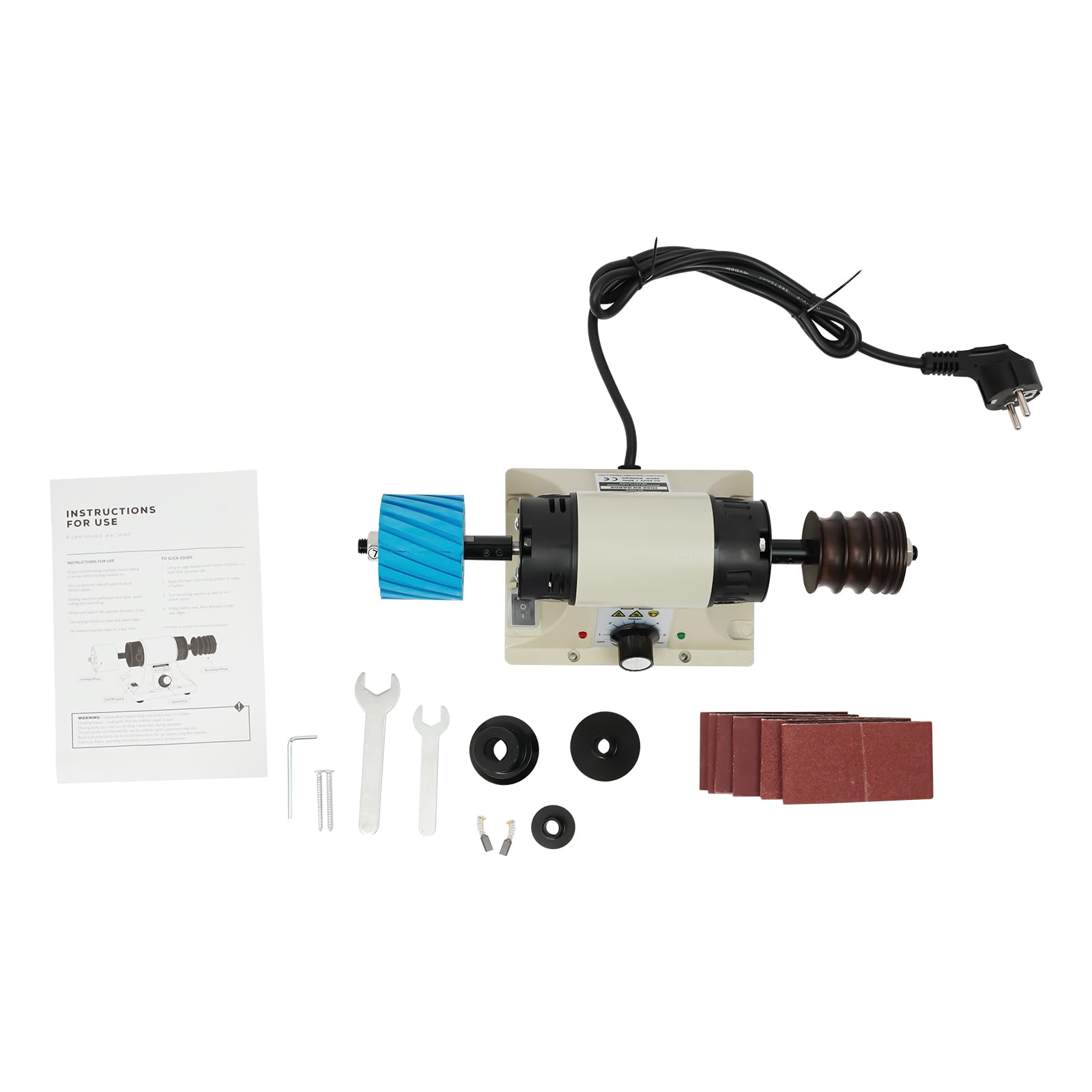 Pulidora de piel 350 W, lijadora de cantos, 0-8000 rpm, pulidora de piel, con 6 bandas de lijado, pulidora Edge para monederos, pulseras de reloj