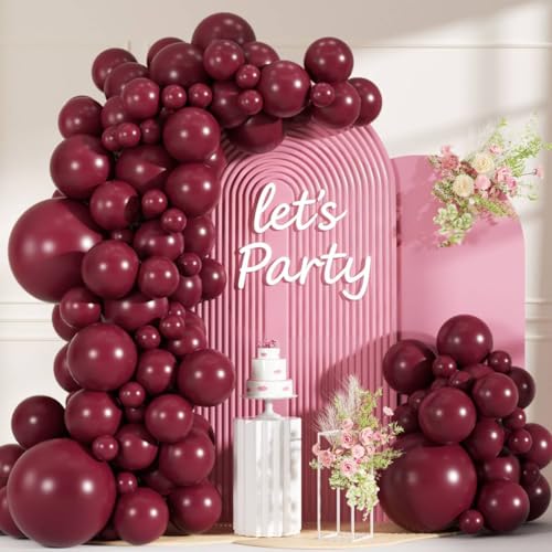 99pcs Burgundy Balloons Different Sizes Burgundy Red Balloons 18/12/10/5 Inch Maroon Balloon Arch Kit for Anniversary Graduation Wedding Birthday Mothers Day Party Decorations