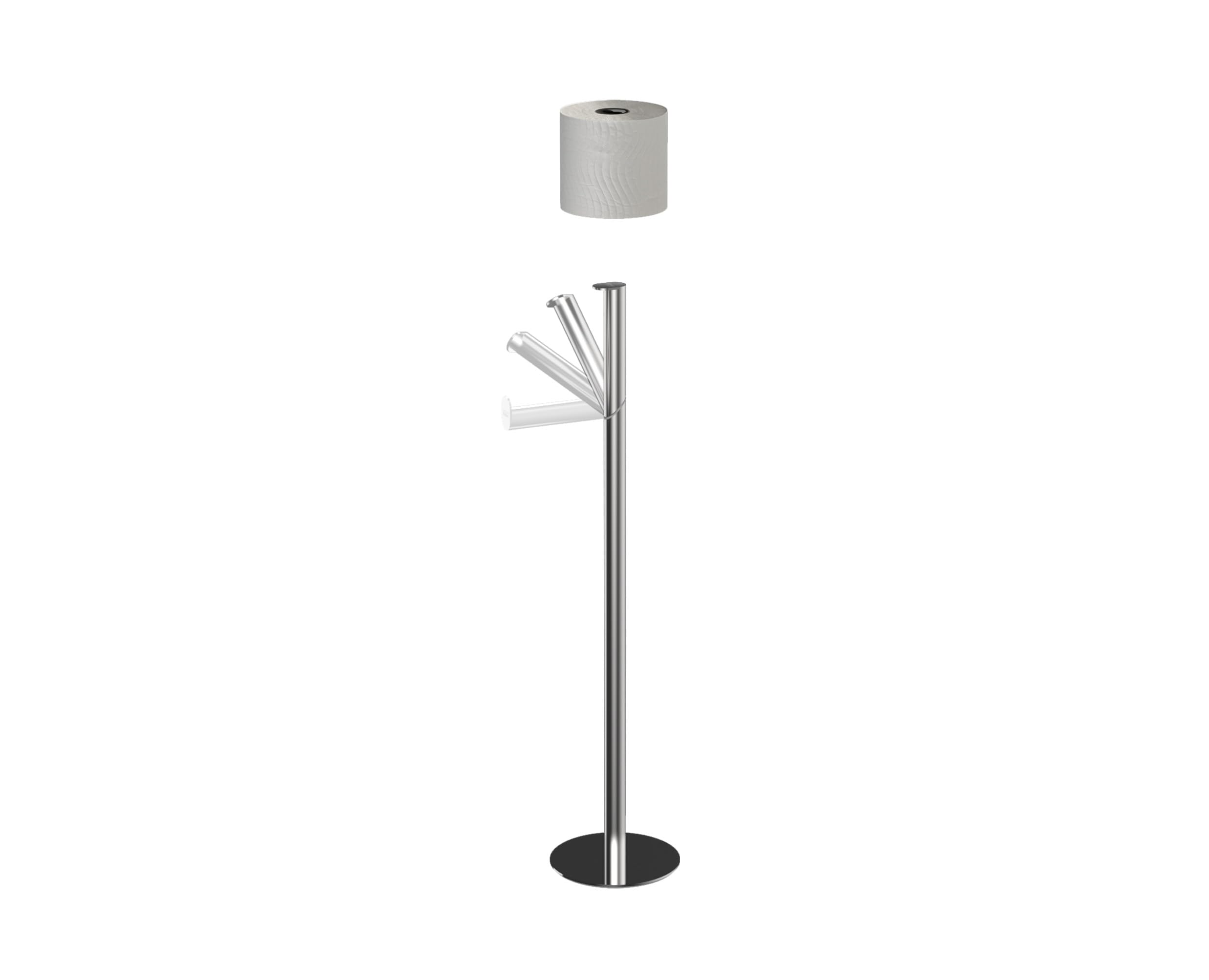 Joseph Joseph EasyStore Luxe 2 in 1 Porta Carta Igienica da Terra, Acciaio Inox, Porta fino a 4 Rotoli