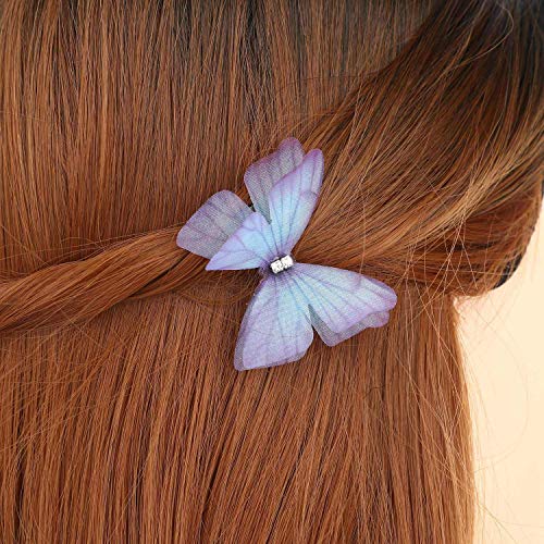 Deeka 10 Pcs Colorful Mesh Butterfly Hair Clips Realistic Fairy Handmade Glitter Barrette Set Hair Accessories For Women Girls Infants #TOP5