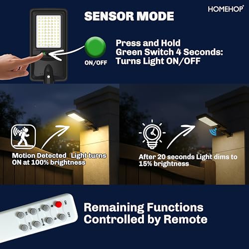 Image of Homehop Solar Light Outdoor Home Garden 150W Wireless LED Street Night Lamp | Solar Street Light Outdoor Wall Automatic Waterproof Motion Sensor for Yard, Pathway and Road with Pole (Warm,10000mAh, ABS)