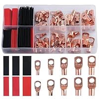 Rohrkabelschuhe 150 Stück Kupferklemmen Ringkabelschuhe SC Quetschverbinder Sortiment Elektrische Steckverbinder Kabelschuhe Verzinnte 6mm² 10mm² 16mm² 25mm² 35mm²